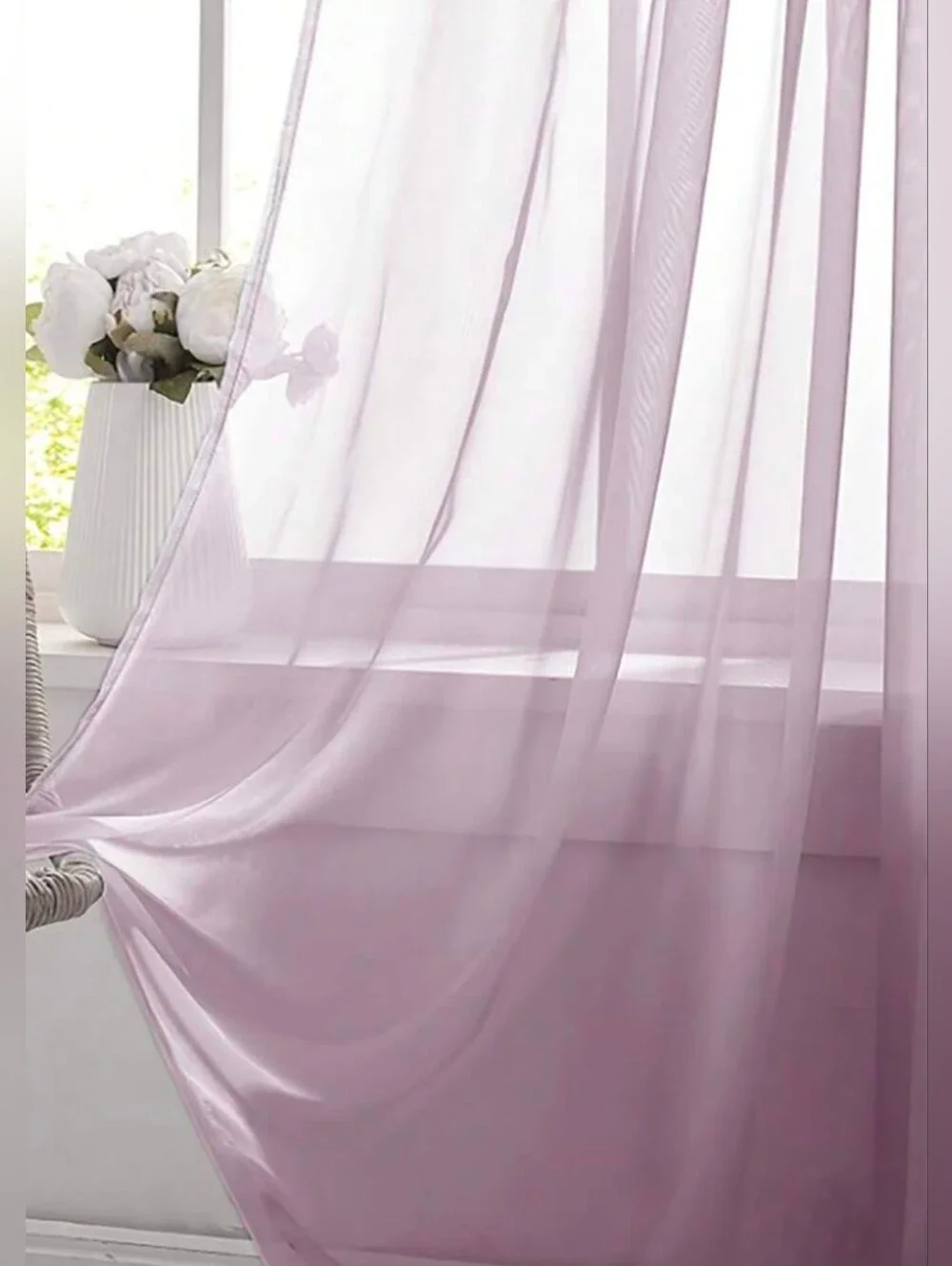 Voile Pale Lilac Sheer Curtains, Translucent Fabric. Rod Pocket. 2 Panels.